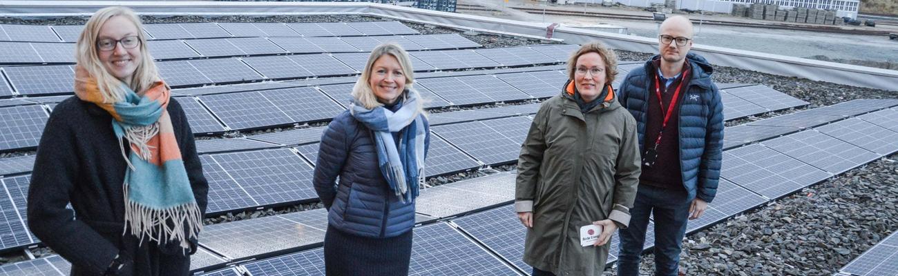 Solcellepaneler på taket på Energihuset